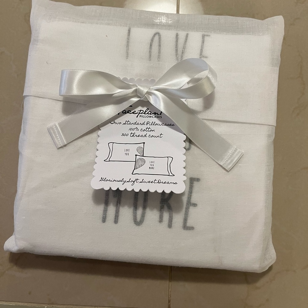 “Love you, love you more” pillow cases